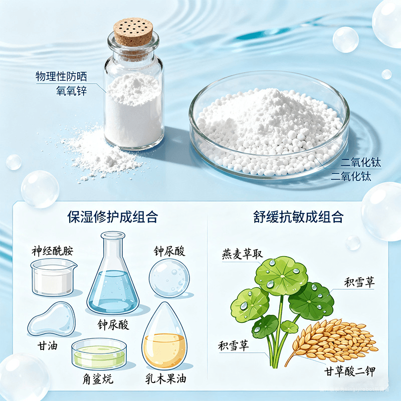 建议使用的安全保养成分