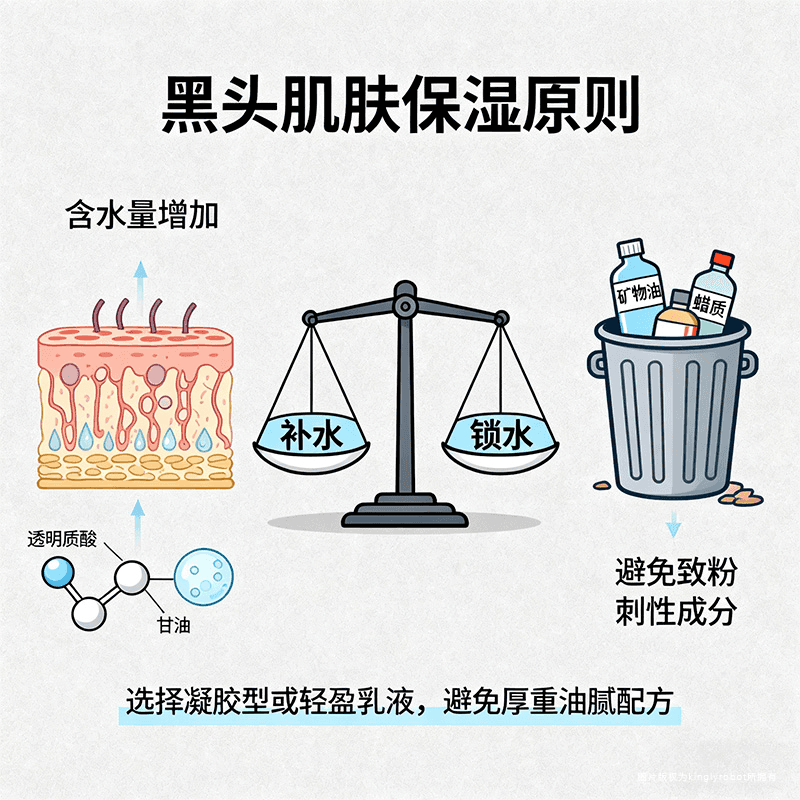 黑头肌肤的保湿原则